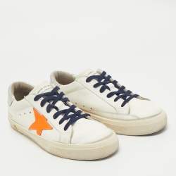 Golden Goose Off White/Orange Leather Stardan Sneakers Size 39