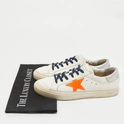 Golden Goose Off White/Orange Leather Stardan Sneakers Size 39