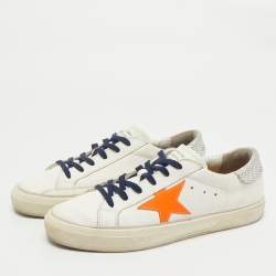 Golden Goose Off White/Orange Leather Stardan Sneakers Size 39