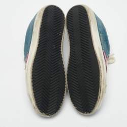Golden Goose Blue Leather and Suede Super Star Low Top Sneakers Size 36