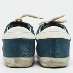 Golden Goose Blue Leather and Suede Super Star Low Top Sneakers Size 36