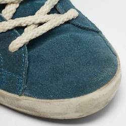 Golden Goose Blue Leather and Suede Super Star Low Top Sneakers Size 36