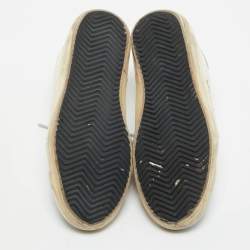 Pre Owned Golden Goose White/Grey Leather and Suede Super Star Sneakers Size 36