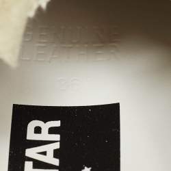 Pre Owned Golden Goose White/Grey Leather and Suede Super Star Sneakers Size 36