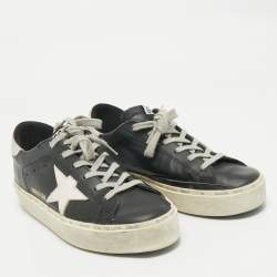 Pre Owned Golden Goose Black Leather Hi Star Low Top Sneakers Size 38