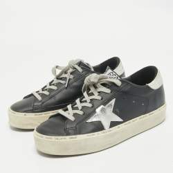 Pre Owned Golden Goose Black Leather Hi Star Low Top Sneakers Size 38