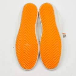 Golden Goose White/Orange Leather and Suede Superstar Low Top Sneakers Size 37