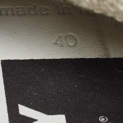 Pre Owned Golden Goose Silver/White Glitter and Leather High Top Francy Sneakers Size 40