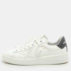 Golden Goose WhiteGrey Leather and Glitter PureStar Low Top Sneakers Size 39