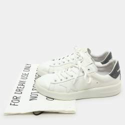 Pre Owned Golden Goose WhiteGrey Leather and Glitter PureStar Low Top Sneakers Size 39