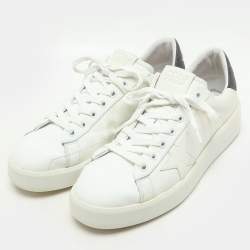 Pre Owned Golden Goose WhiteGrey Leather and Glitter PureStar Low Top Sneakers Size 39