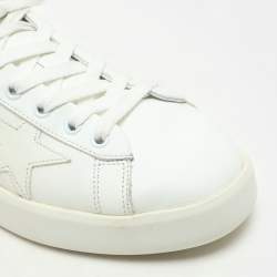 Pre Owned Golden Goose WhiteGrey Leather and Glitter PureStar Low Top Sneakers Size 39