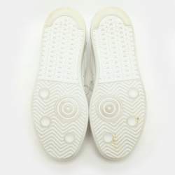 Pre Owned Golden Goose WhiteGrey Leather and Glitter PureStar Low Top Sneakers Size 39