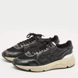 Pre Owned Golden Goose Black Leather and Mesh Running Sneakers Size 43