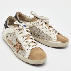 Pre Owned Golden Goose Multicolor Suede and Leather Superstar Low Top Sneakers Size 38