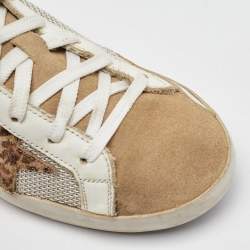 Pre Owned Golden Goose Multicolor Suede and Leather Superstar Low Top Sneakers Size 38