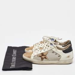 Pre Owned Golden Goose Multicolor Suede and Leather Superstar Low Top Sneakers Size 38