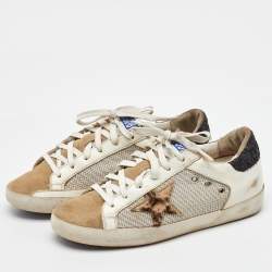 Pre Owned Golden Goose Multicolor Suede and Leather Superstar Low Top Sneakers Size 38