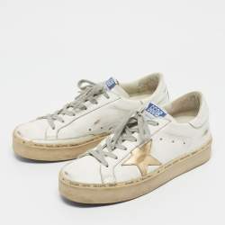 Pre Owned Golden Goose White Leather Hi Star Sneakers Size 39