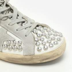 Pre Owned Golden Goose White Leather Studded Superstar Low Top Sneakers Size 40