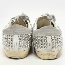 Pre Owned Golden Goose White Leather Studded Superstar Low Top Sneakers Size 40