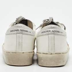 Pre Owned Golden Goose White/Silver Leather Hi Star Low Top Sneakers Size 38