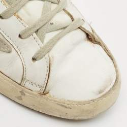 Pre Owned Golden Goose White/Pink Leather Super Star Lace Up Sneakers Size 39