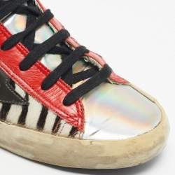 Pre Owned Golden Goose Multicolor Zebra Calf Hair and Leather Francy High Top Sneakers Size 38