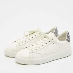 Pre Owned Golden Goose White Leather Pure Star Sneakers Size 39