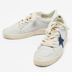 Pre Owned Golden Goose Blue Leather Embellished Ballstar Sneakers Size 38