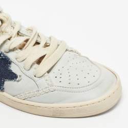 Pre Owned Golden Goose Blue Leather Embellished Ballstar Sneakers Size 38