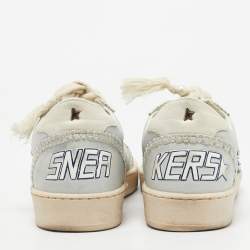 Pre Owned Golden Goose Blue Leather Embellished Ballstar Sneakers Size 38