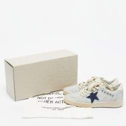 Pre Owned Golden Goose Blue Leather Embellished Ballstar Sneakers Size 38