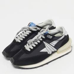 Pre Owned Golden Goose Black Fabric and Suede Running Marathon Sneakers Size 38