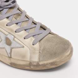 مملوكة مسبقًا Golden Goose White/Silver Leather Superstar Low Top Sneakers Size 38