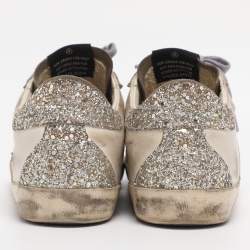 مملوكة مسبقًا Golden Goose White/Silver Leather Superstar Low Top Sneakers Size 38
