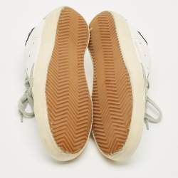 Pre Owned Golden Goose White Leather and Suede Superstar Lace Up Sneakers Size 37