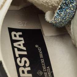 Pre Owned Golden Goose White Leather and Suede Superstar Lace Up Sneakers Size 37