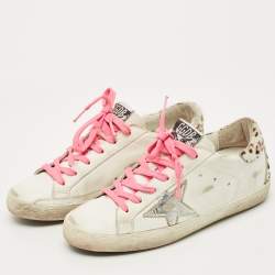 Pre Owned Golden Goose White Calf Hair and Leather Superstar Low Top Sneakers Size 38
