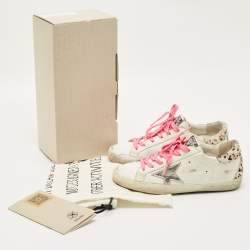 Pre Owned Golden Goose White Calf Hair and Leather Superstar Low Top Sneakers Size 38