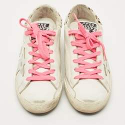 Pre Owned Golden Goose White Calf Hair and Leather Superstar Low Top Sneakers Size 38
