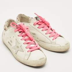 Pre Owned Golden Goose White Calf Hair and Leather Superstar Low Top Sneakers Size 38