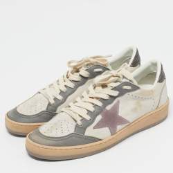 Pre Owned Golden Goose White/Grey Leather Ballstar Low Top Sneakers Size 38