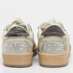 Pre Owned Golden Goose White/Grey Leather Ballstar Low Top Sneakers Size 38