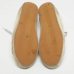 Pre Owned Golden Goose White/Blue Leather Super Star Lace Up Sneakers Size 41