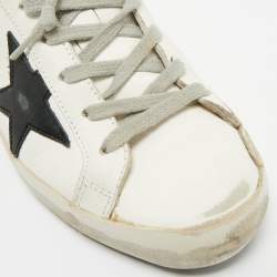 Pre Owned Golden Goose White Leather Hi Star Lace Up Sneakers Size 37