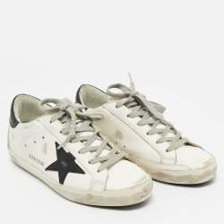 Pre Owned Golden Goose White Leather Hi Star Lace Up Sneakers Size 37