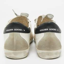 Pre Owned Golden Goose White Leather Hi Star Lace Up Sneakers Size 37