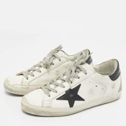 Pre Owned Golden Goose White Leather Hi Star Lace Up Sneakers Size 37