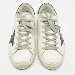 Pre Owned Golden Goose White Leather Hi Star Lace Up Sneakers Size 37